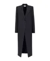 Alexander Mcqueen Pinstripe Cutaway Coat In Black