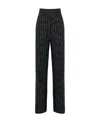 Alexander Mcqueen Embroidered Striped Wool Pant In Black