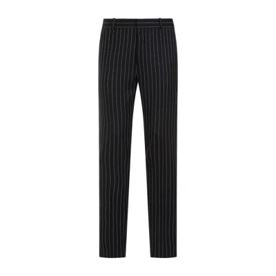 Alexander Mcqueen Pinstripe Wool Suit Pants In Black