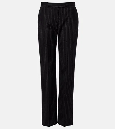 Alexander Mcqueen Pinstripe Wool Straight Pants In Black