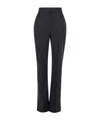 Alexander Mcqueen Grey Pinstripe High Waist Pants In Wool Woman In Black