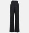 Alexander Mcqueen High Waist Pleated Wide Leg Trousers In Blue