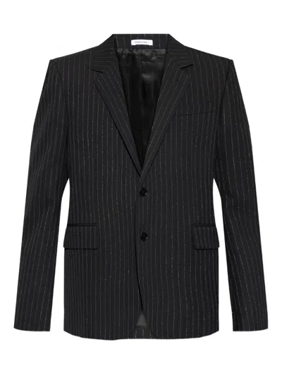 Alexander Mcqueen Pinstriped Blazer In Black