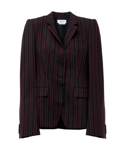 Alexander Mcqueen Striped Suit Coat In Black
