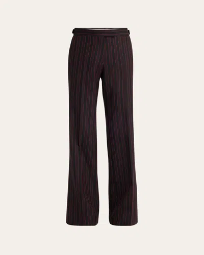 Alexander Mcqueen Pinstriped Flare Trousers In Fango