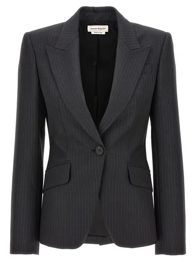 ALEXANDER MCQUEEN PINSTRIPED SINGLE-BREASTED BLAZER