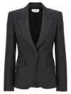 Alexander Mcqueen Alexander Mc Queen Pinstriped Single Breasted Blazer In Gray