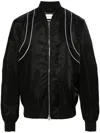 Alexander Mcqueen Solid Color Nylon Bomber Jacket With Contrasting Details In Black
