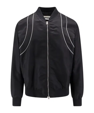 ALEXANDER MCQUEEN ALEXANDER MCQUEEN PIPED-TRIM ZIP-UP BOMBER JACKET