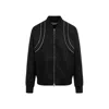 Alexander Mcqueen Solid Color Nylon Bomber Jacket With Contrasting Details In Black