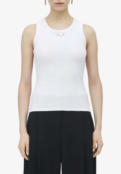 Alexander Mcqueen Placket Ribbed Tank Top In White