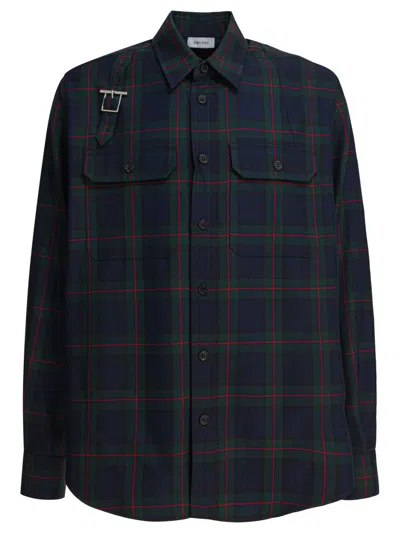Alexander Mcqueen Plaid Casual Shirt With Structured Collar In Blue