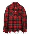 Alexander Mcqueen Distressed Tartan Overshirt Jackets Red In Red