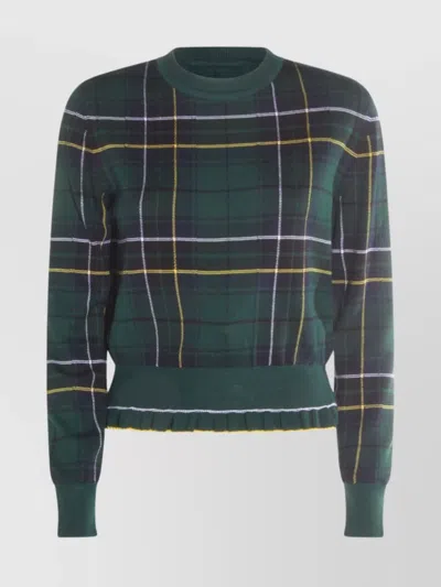ALEXANDER MCQUEEN PLAID CREWNECK KNITWEAR RIBBED FINISH