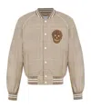 Alexander Mcqueen Skull Patch Prince Of Wales Bomber Jacket In Neutral