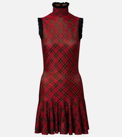 Alexander Mcqueen Plaid Minidress In Red