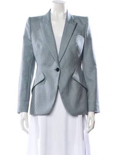 Pre-owned Alexander Mcqueen Plaid Print Blazer In Blue