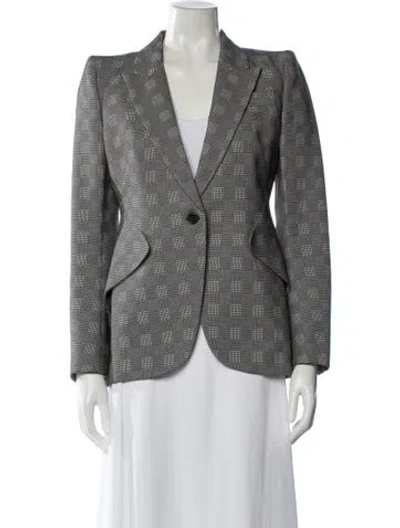 Pre-owned Alexander Mcqueen Plaid Print Blazer In Gray