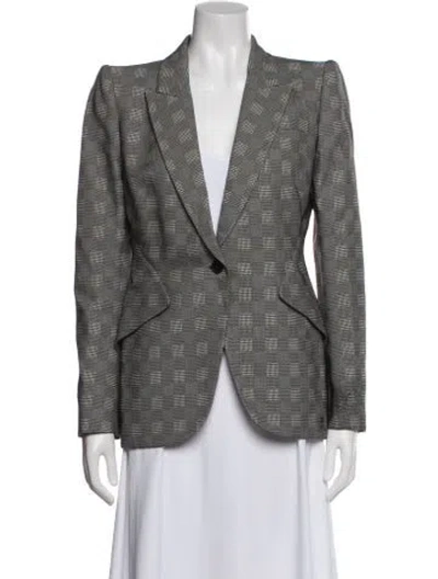 Pre-owned Alexander Mcqueen Plaid Print Blazer In Gray