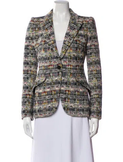 Pre-owned Alexander Mcqueen Plaid Print Blazer In White