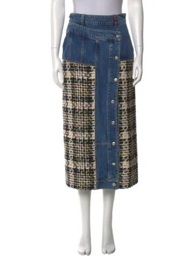 Pre-owned Alexander Mcqueen Plaid Print Midi Length Skirt W/ Tags In Blue