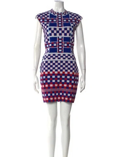 Pre-owned Alexander Mcqueen Plaid Print Mini Dress In Blue