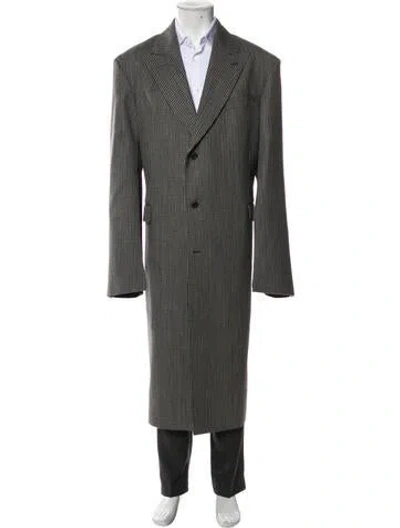 Pre-owned Alexander Mcqueen Plaid Print Overcoat In Black