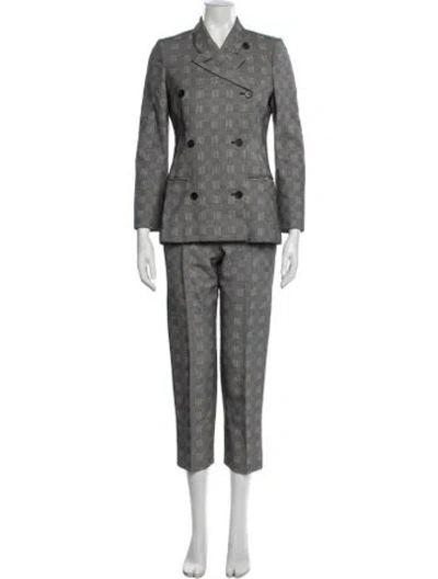 Pre-owned Alexander Mcqueen Plaid Print Pantsuit In Gray