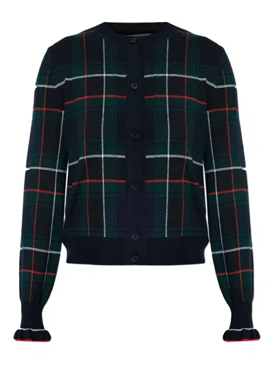 ALEXANDER MCQUEEN PLAID RUFFLED-CUFF CARDIGAN