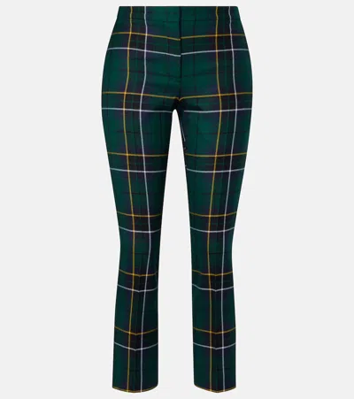 Alexander Mcqueen Plaid Wool Straight Pants In Green