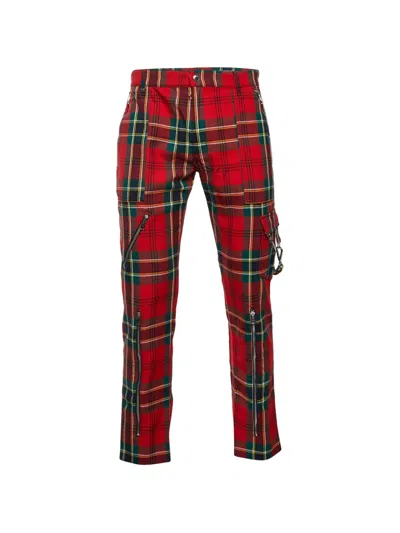 Pre-owned Alexander Mcqueen Plaid-pattern Trousers In Red