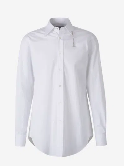 Alexander Mcqueen Plain Cotton Shirt In White