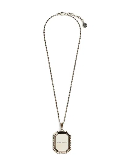 Alexander Mcqueen Plate Medallion Cameo Chain Necklace In Gold