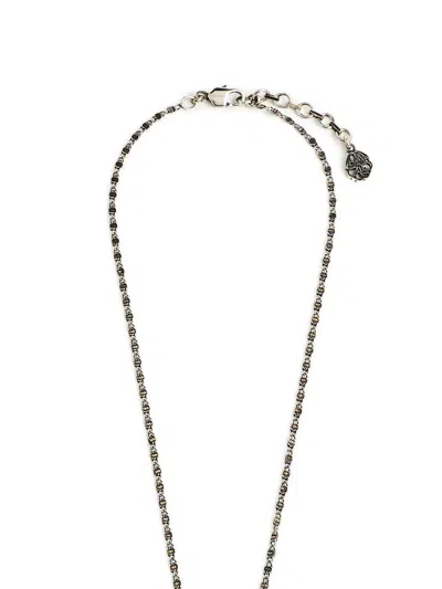 Alexander Mcqueen Plate Medallion Cameo Chain Necklace In Silver