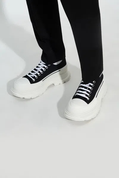 Alexander Mcqueen Baskets Tread Slick En Toile De Coton In Black