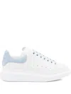 Alexander Mcqueen White Leather Sneakers With Light Blue Leather Heel