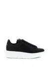 Alexander Mcqueen Oversized Black Leather Sneakers With Contrasting Platform In Black