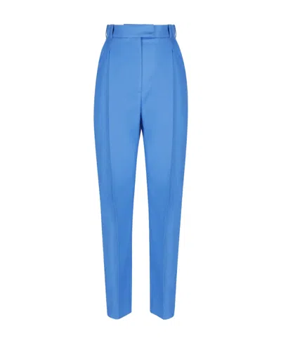 Alexander Mcqueen Pleat-detail Tailored Trousers In Blue