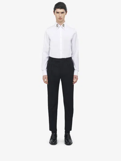 Alexander Mcqueen Pleat Detail Tuxedo Trousers In Black