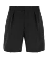 Alexander Mcqueen Men Black Wool Blend Bermuda Shorts In Black