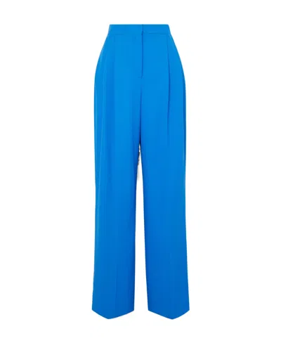 Alexander Mcqueen Pleat Detailed Wide-leg Pants In Blue