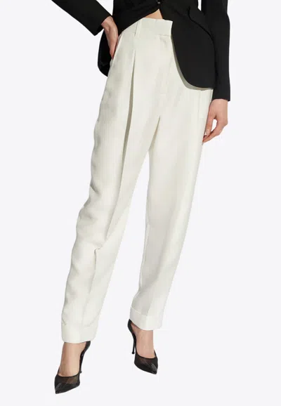 Alexander Mcqueen Pleat-front Slim Peg Pants In White