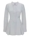 Alexander Mcqueen Mcqueen Peplum Flare Cotton Poplin Button-up Shirt In White