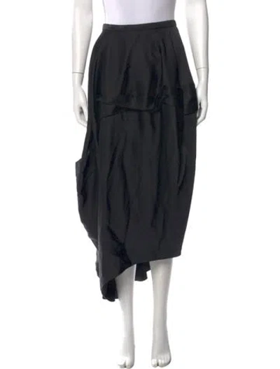 Pre-owned Alexander Mcqueen Pleated Accents Midi Length Skirt In Black