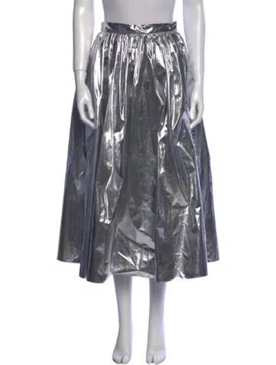 Pre-owned Alexander Mcqueen Pleated Accents Midi Length Skirt In Silver