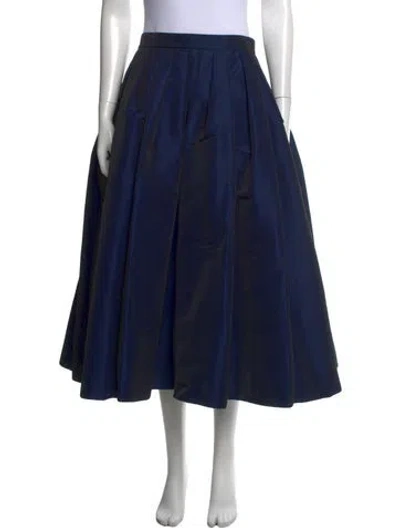 Pre-owned Alexander Mcqueen Pleated Accents Midi Length Skirt W/ Tags In Blue