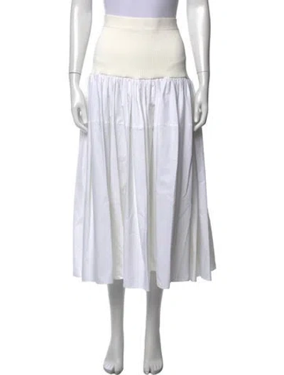 Pre-owned Alexander Mcqueen Pleated Accents Midi Length Skirt In White