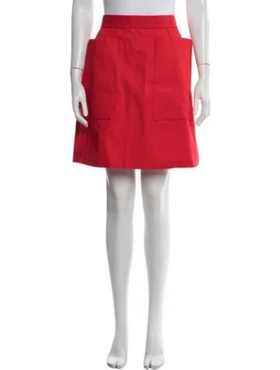 Pre-owned Alexander Mcqueen Pleated Accents Mini Skirt In Red