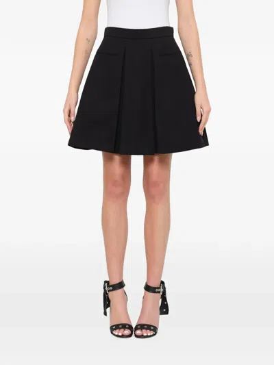 Alexander Mcqueen Pleated A-line Skirt In Black