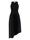 Alexander Mcqueen Ribbed-knit Cotton Midi Dress In Black